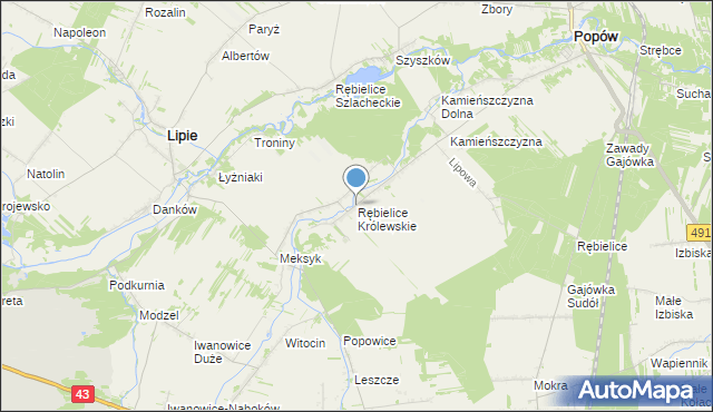 mapa Rębielice Królewskie, Rębielice Królewskie na mapie Targeo